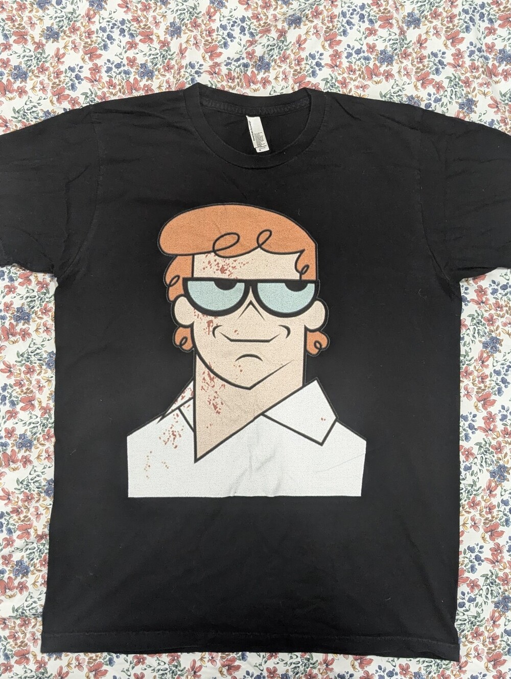 Black American Apparel Graphic Tee with Cartoon Dexter's Lab/ Dexter Morgan